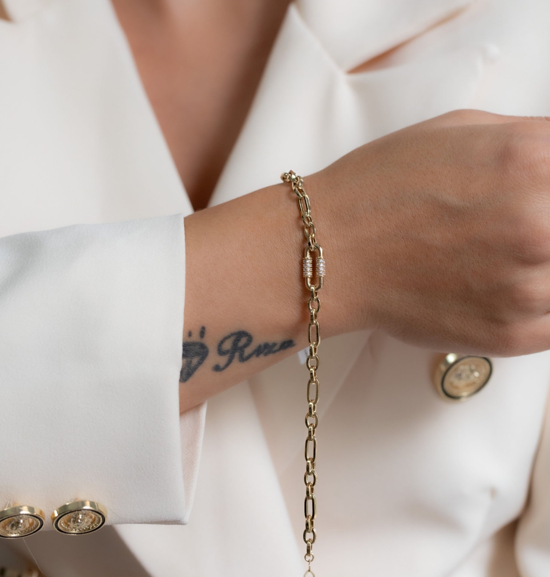 TAŞLI ZİNCİR ALTIN BİLEKLİK