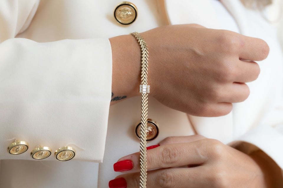 BAGET TAŞLI ALTIN BİLEKLİK