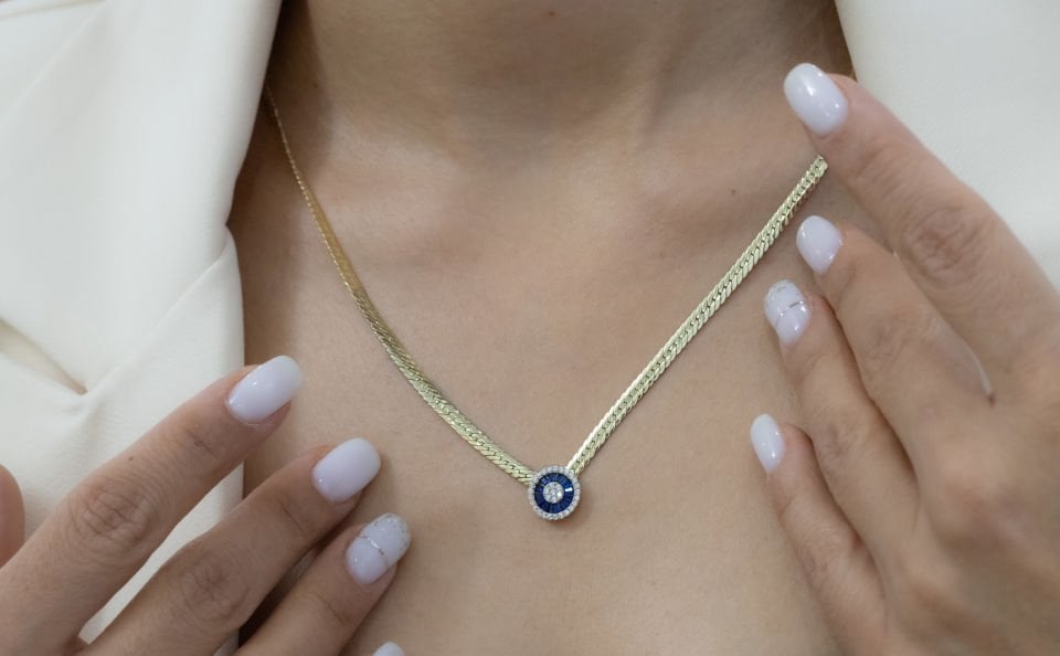 MAVİ TAŞLI ALTIN KOLYE