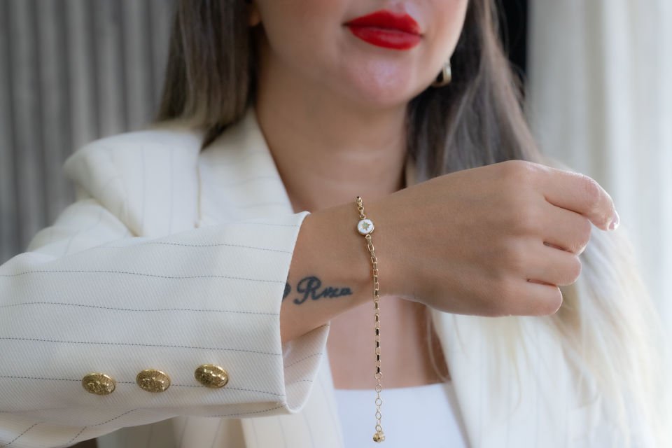 MAVİ MİNELİ ALTIN BİLEKLİK