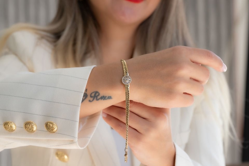 TRAPEZ TAŞLI ALTIN BİLEKLİK