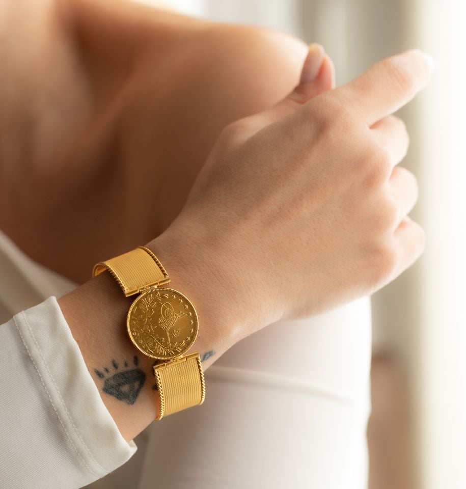 TUĞRALI ALTIN BİLEKLİK KELEPÇE