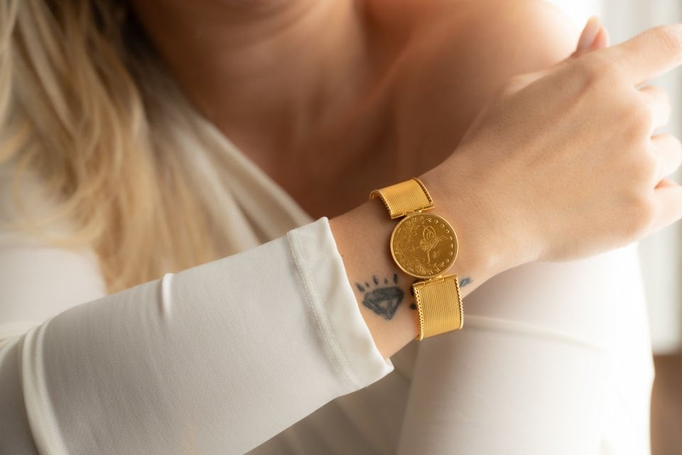 TUĞRALI ALTIN BİLEKLİK KELEPÇE