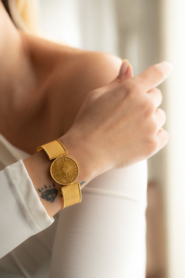 TUĞRALI ALTIN BİLEKLİK KELEPÇE