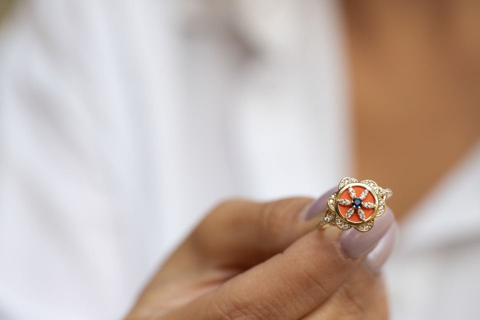 ORANGE ALTIN TAŞLI YÜZÜK
