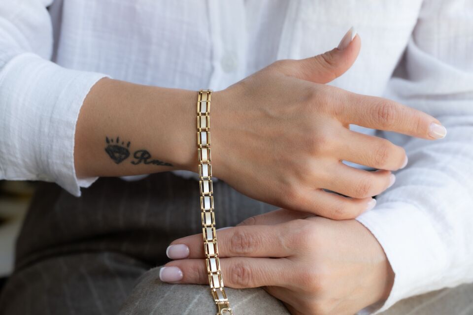 WHİTE ERKEK ALTIN BİLEKLİK