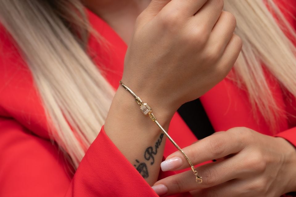 BAGET TAŞLI ALTIN BİLEKLİK