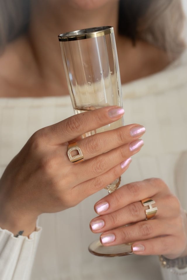 TAŞLI D HARF ALTIN YÜZÜK