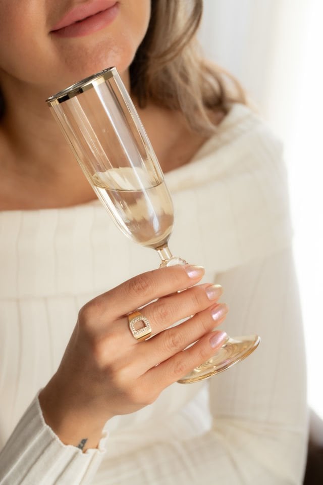 TAŞLI D HARF ALTIN YÜZÜK