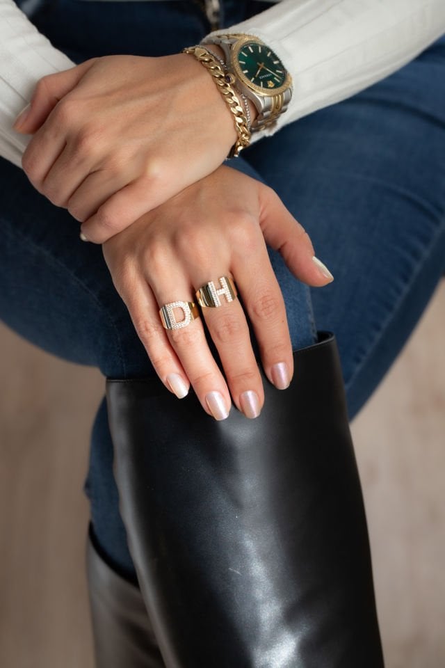 TAŞLI D HARF ALTIN YÜZÜK