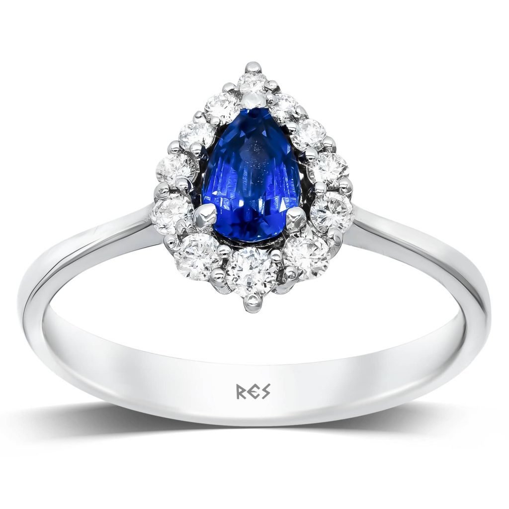 0,86 Karat Pırlantalı Safir Yüzük