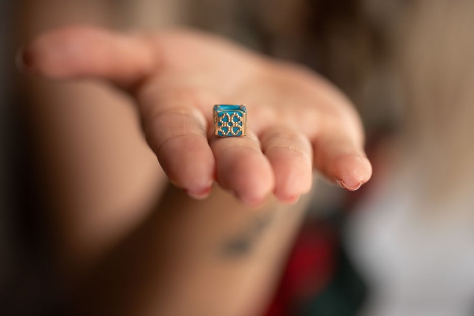 MAVİ ZAR ALTIN KOLYE UCU