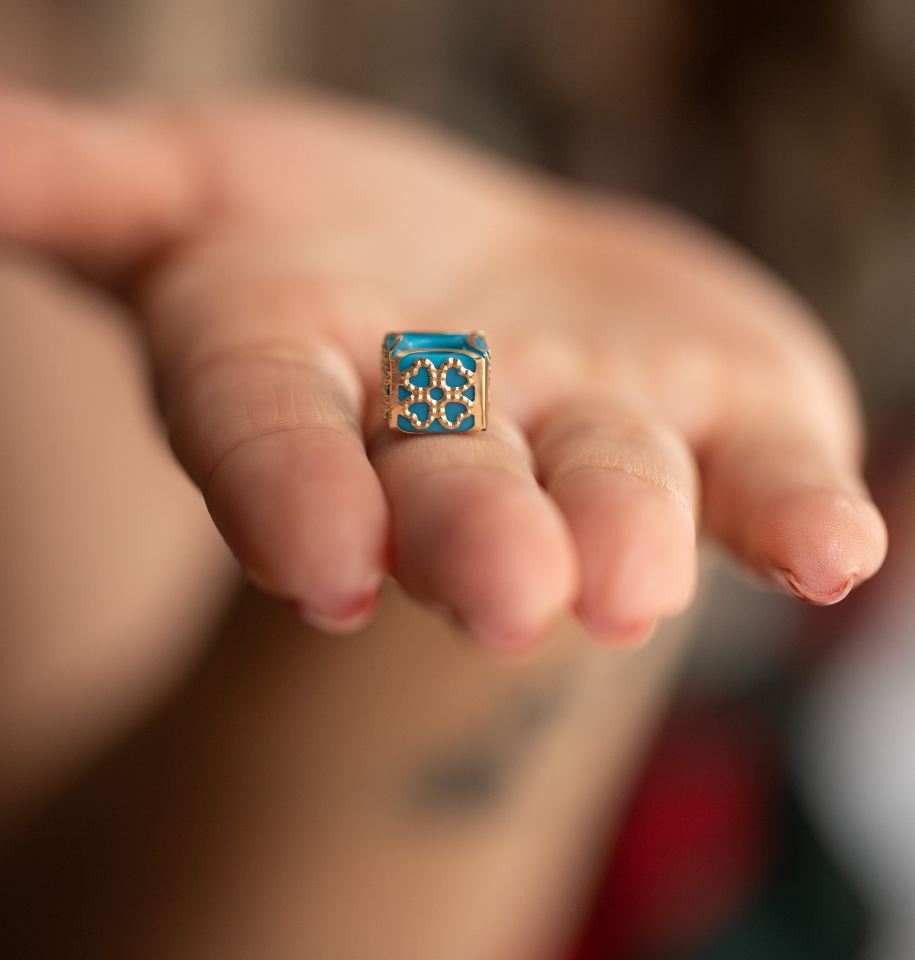 MAVİ ZAR ALTIN KOLYE UCU