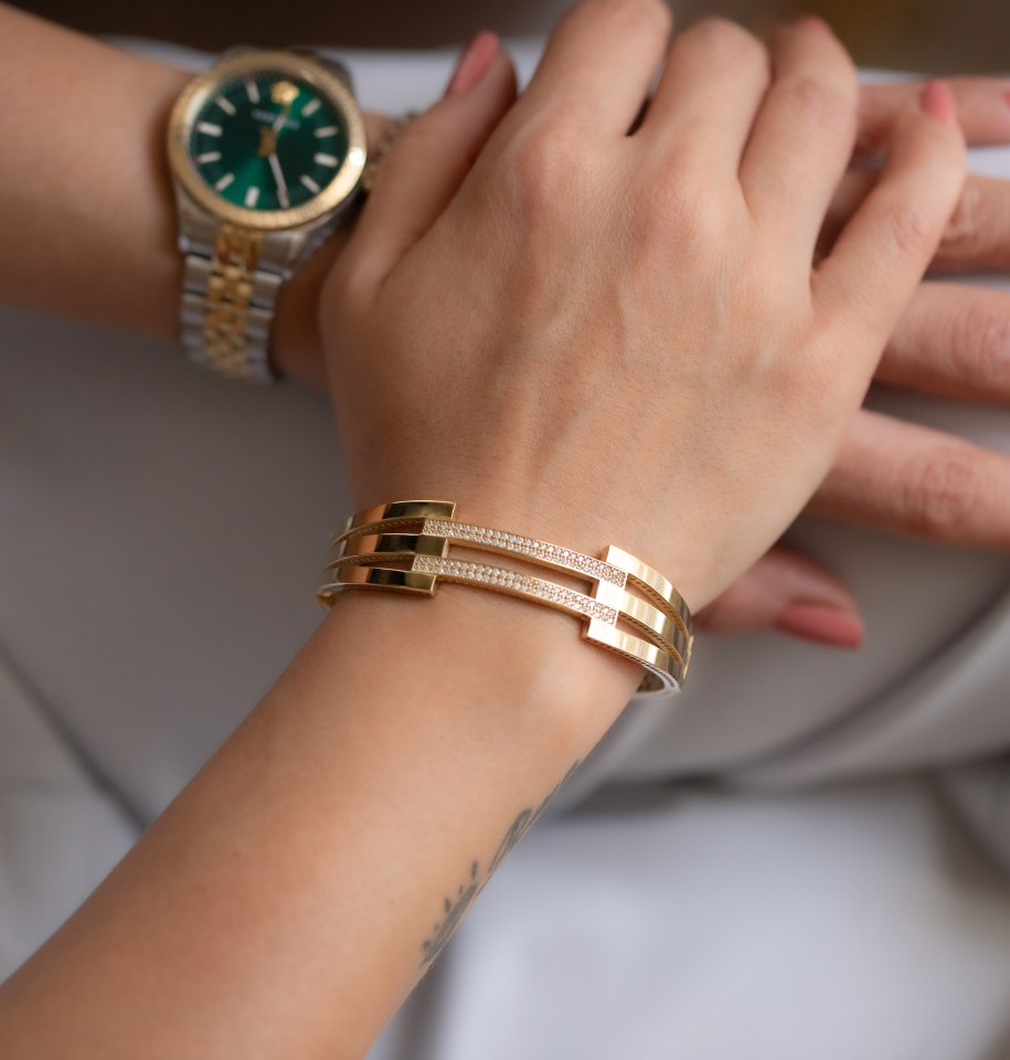 TAŞLI KABURGA ALTIN KELEPÇE BİLEZİK