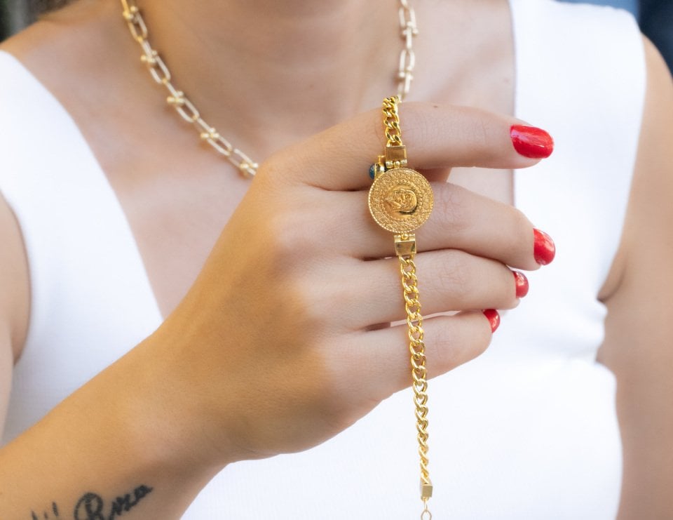 NAZAR BONCUKLU ÇEYREKLİ BİLEKLİK